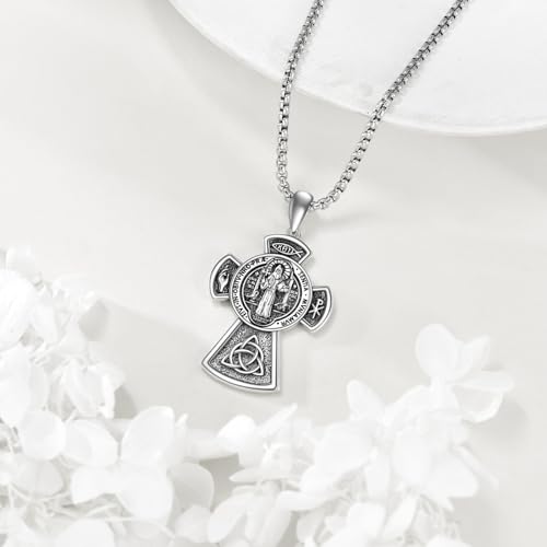 Saint Benedict Necklace for Men 925 Sterling Silver Amulet Men's Pendant Necklace San Benito Medalla Jewelry Gifts3