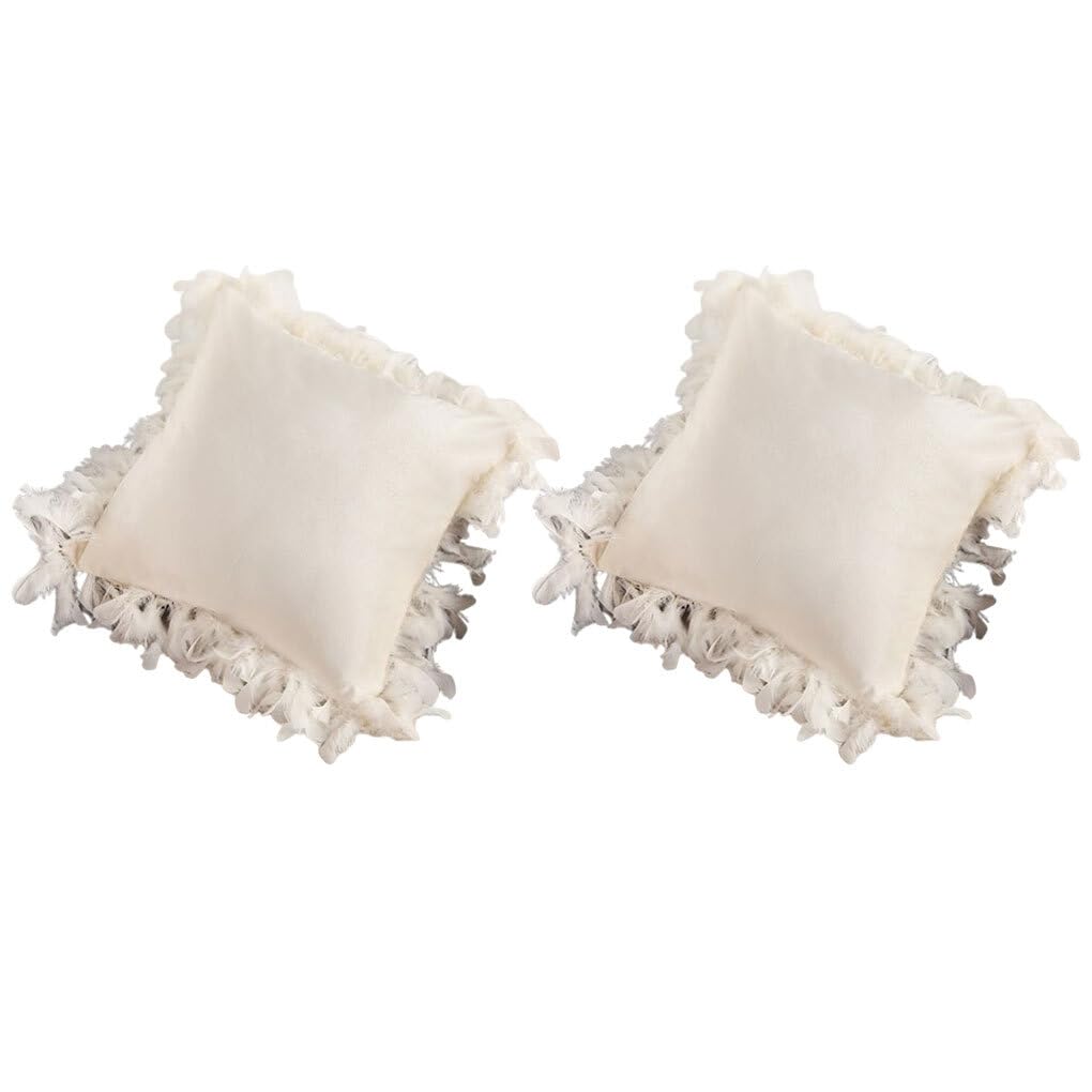 Housses de coussin de décoration beige en peluche lavable pour lit et canapé