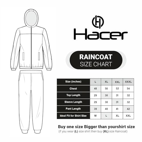 Image of HACER Wood Raincoat Set with Drawstring Hem Adjustable Hood & Pants Rain Gear Wet Weather Protection Rainsuit with Carrying Pouch