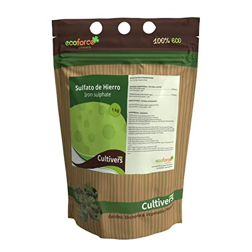 CULTIVERS Sulfato de Hierro Heptahidratado de 1 Kg múltiples uso Hogar y Jardín. Abono Natural para Plantas aporte de Hierro y Reduce de pH del suelo. Colorante para Hormigón efecto Rojizo, Oxidado