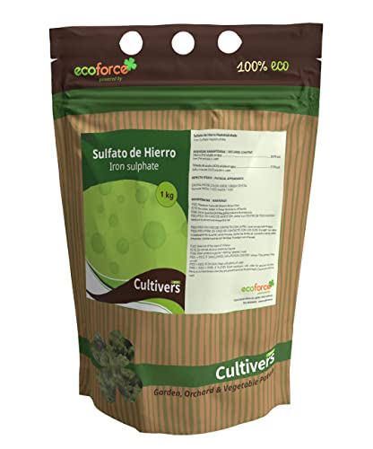 CULTIVERS Sulfato de Hierro Heptahidratado de 1 Kg múltiples Uso Hogar y Jardín. Abono Natural para Plantas aporte de Hierro y Reduce de pH del Suelo. Colorante para Hormigón Efecto Rojizo, Oxidado