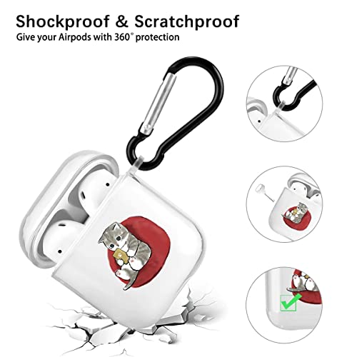 Cute Cat Designed For 1St&2Nd Generation Airpods Case, Shockproof Case Clear Soft Tpu Protective Cover Compatible With Apple Airpods 2&1 With Keychain Animal Pattern For Women Girls #TOP2