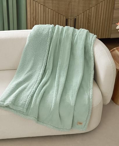 Image of UGG Cynthia Throw Blanket, Reversible Faux Fur for Sofa, 50 inch x 70 inch, Green