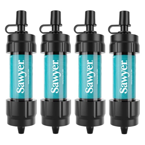 Image of Sawyer Products SP3404 Mini Water Filtration System, Filter and Cleaning Plunger only, 4-Pack, Teal