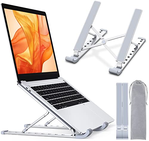 RIWUCT-Laptop-Stand-for-Desk-9-Levels-Adjustable-Ergonomic-Laptop-Riser-Holder-Aluminum-Foldable-Portable-Computer-Notebook-Stand-Compatible-with-MacBook-Air-Pro-All-Laptops-10-156-Silver