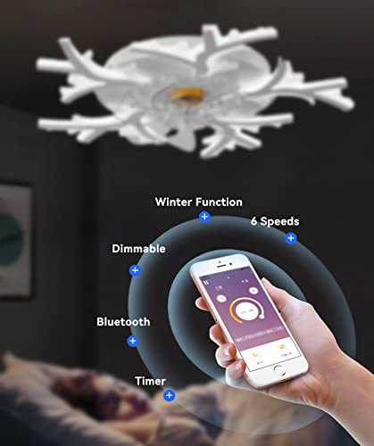Ventilateur de plafond LED 63cm noir avec télécommande et appli - 6