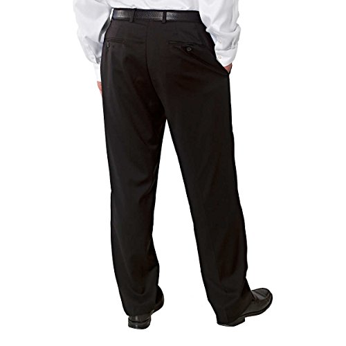 KIRKLAND Signature Mens Wool Flat Front Dress Pant-Open Bottom Hem (38X32, Black)2