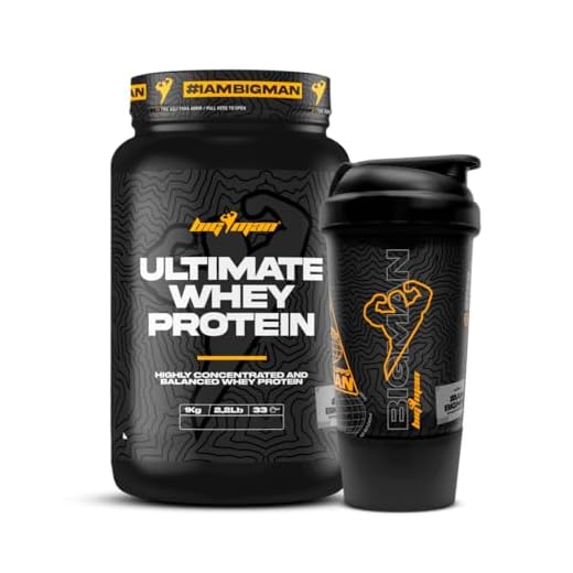 Pack BigMan Ultimate Whey Protein 1 kg + Shaker de REGALO | Aumenta el crecimiento muscular | Entrenamientos intensos | Máxima asimilación (Cookies)