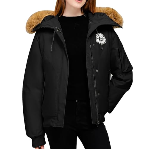 Abrigos de invierno para mujer, chaquetas acolchadas recortadas, abrigo acolchado de piel sintética con capucha, manga larga con cremallera, abrigo grueso resistente al viento, abrigo térmico cálido