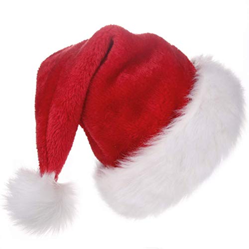 Unisex-Adults Santa Hat Xmas Velvet Christmas Hat with Plush Trim