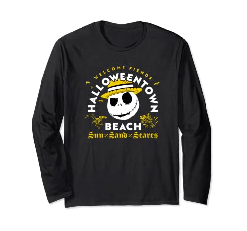 T-shirt Disney L'Étrange Noël de monsieur Jack manches longues Halloween Town Beach imprimé