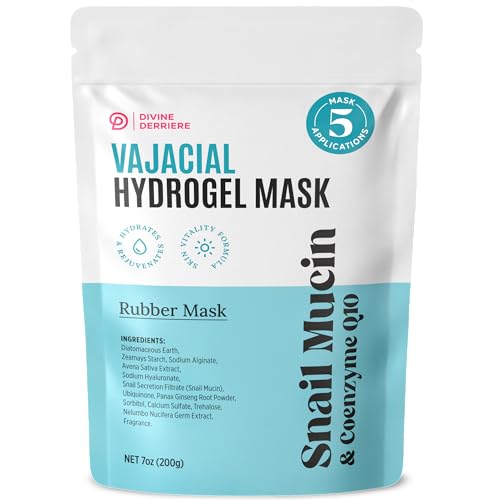 Divine Derriere Vajacial Hydrogel Mask with Snail Mucin Serum & CoQ10 - Hydrating Facial & Vajacial Peel-Off Hydro Jelly Powder Mask Full Kit