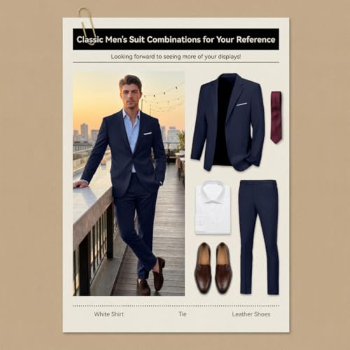 Image of Mens 2 Piece Suit Slim 2 Button Prom Suit Jacket Pants Tuxedo Set