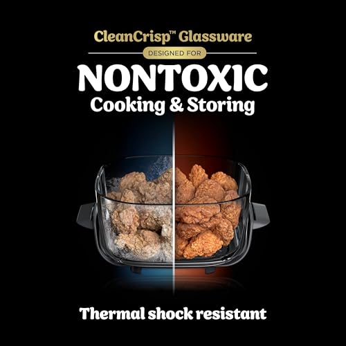 Image of Ninja Crispi 5-in-1 Glass Air Fryer | With Nontoxic 2.5 QT, 4QT, 6-Cup Containers & Lids | Microwave, Freezer & Dishwasher Safe | 450F Max Temp | Green | FN103BF