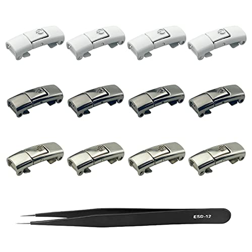 homsyway 6 paar metalen no-tie schoenveter gesp slot clip luie pers schoen kant gesp accessoire, voor kinderen volwassen sneakers casual schoenen ketting armband, met pincet (zwart, wit, zilver)