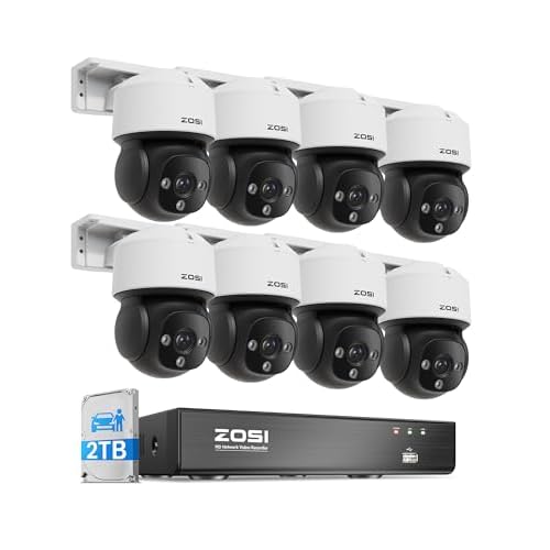 ZOSI C290 4K 8CH POE Security Camera System (Up to16CH), 4 x 8MP Wired PoE IP Dome Cameras Outdoor Indoor, 360 View, AI Human/Vehicle/Face Detection, Two-Way Talk, Siren Alarm, Auto Tracking