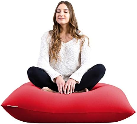 Yogibo Mini Bean Bag, Small Beanbag Chair for Kids, Teens and Adults, for Meditation and Sitting, Fibead Filling Conforms to Body, Washable, Removable Cover, Red