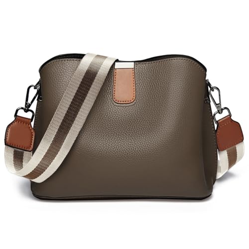 FOXLOVER Crossbody Bags for Women Zip Cell Phone Leather Handbag with Colored Shoulder Strap