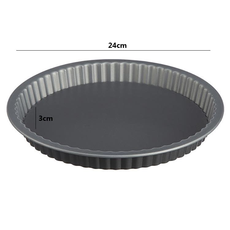 Quiche Pan 24cm, Non-Stick Pie Tin with Loose Base for Baking Flans, Fluted Round Pan, Dish, Carbon Steel, Dark Grey - Image 4