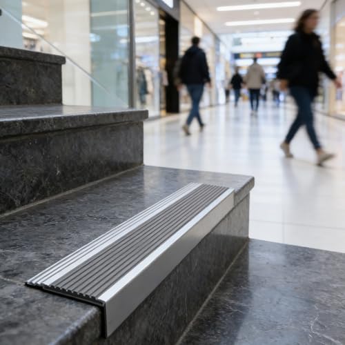 Borde de aluminio para escalera autoadhesivo de 100x5x2 cm 3