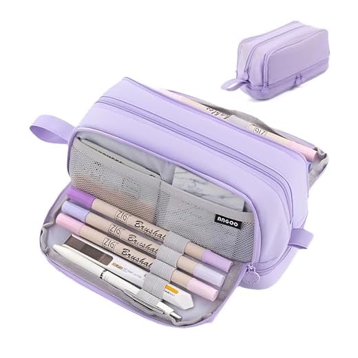 NEXROLA Estuche Escolar 3 Compartimentos, Estojo Escolar, Estuche Escolar Grande Capacidad, Estuche para Rotuladores, Artículos Escolares para Primaria y Secundaria - Morado