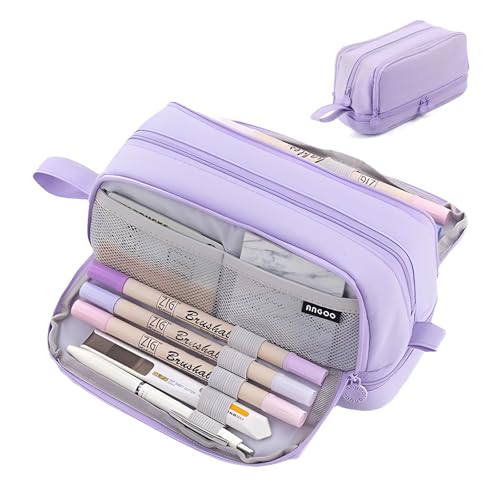 NEXROLA Nexrola, 22 x 9 x 3 cm, estojo preto de grande capacidade, ideal para canetas, material escolar, mais, 153 g, Roxo, Contemporâneo