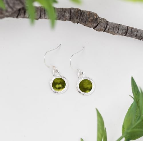 Bottled Up Designs Handmade Color Dot Earrings, Sterling Silver, Eco Friendly, Recycled Vintage Bottles, Made in USA, Birthday Gifts, Mothers Day, Women, Anniversary (Olive Wine Bottle)3