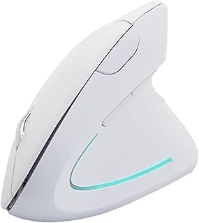 Tynerza Ergonomic Vertical Wireless Mouse 6 Buttons 1600 DPI Optical and Portable Wireless Office Mice with USB Receiver for PC Computer Laptop for Large Right Hand (White)