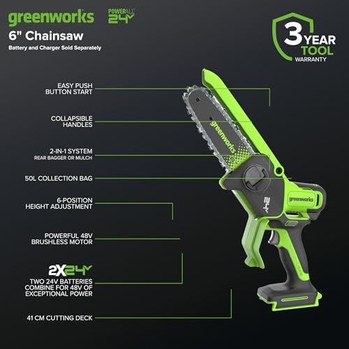 Image of Greenworks 24V 6in BL Pruning Saw w /Auto Oiler, Tool Only