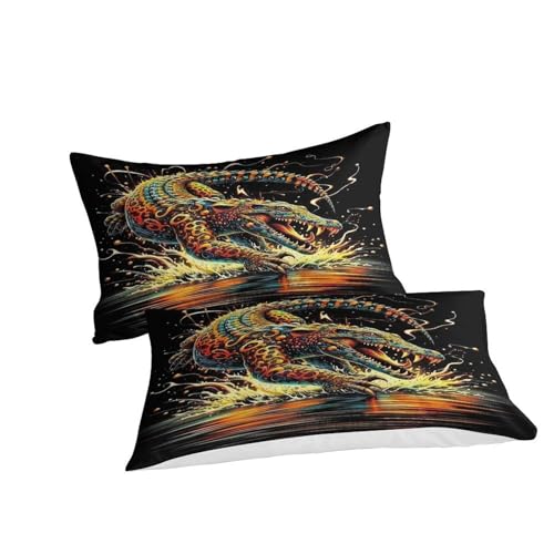 Ensemble de lit imprimé crocodile 3D Super King 260x220 en microfibre