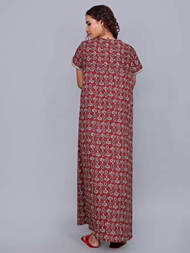 Image of Evolove Women's Cotton Long Maxi Night Gown Nighty Dress with Pocket, Super Soft Comfortable (LNG-Cotton-2)