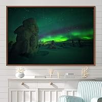 Framed Canvas Wall Art Dayspring Astronomy & Space Contemporary Cosmic Dramatic Green Group Photography Realism - 16x24 inches