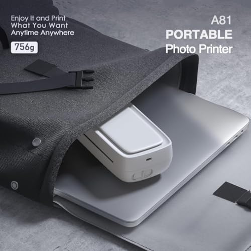 Image of Thermal Printer, Portable Printer Thermal Printing Wireless for Travel, Inkless Printer Compatible with Mobile Phones & PC (White)