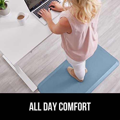 Image of GORILLA GRIP Cushioned Antifatigue Kitchen Mat for Floor, 48x20, Sky Blue | 3 /4 Inch Thick Ergonomic Office Standing Desk Mats, Waterproof and Stain Resistant Pebbled Top, Supportive Padded Foam Rug