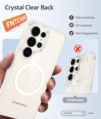 Image of FNTCASE for Samsung Galaxy S23 Ultra Case: [Fit for Magsafe] Magnetic Anti Yellowing Transparent Clear Anti-Fingerprint Cell Phone Cover Military Grade Shockproof Protective Case