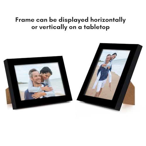 Americanflat 3x4 Picture Frame with Polished Crystal-Clear Glass - Streamline Collection - Thin Border Photo Frame for Tabletop Display - Easel Stand Included - Black