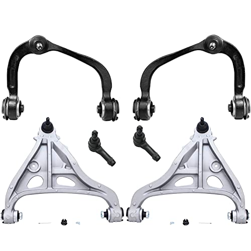 Image of Detroit Axle - 6pc Front End Control Arms Kit for 2004-2008 Ford F-150 Lincoln Mark LT [Base Payload Models] 4 Upper & Lower Control Arms w /Ball Joints 2 Outer Tie Rods 2005 2006 2007 Replacement
