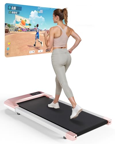 Copant Walking Pad Geeignet für High-Tech-Geräte, Laufband Schreibtisch 6 km/h mit APP-Steuerung, Laufband für Zuhause 136 KG mit Professionelle Trainingskurse & Multi-Runner-Rennen