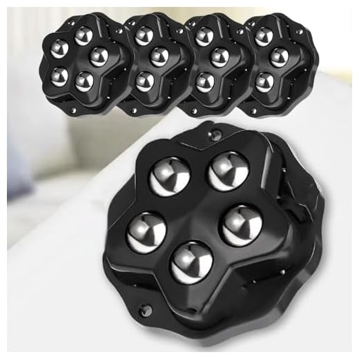 4Pcs/Set Self Adhesive Type Mute Ball Universal Wheel 200Kg 5 Beads Furniture Casters Wheels Steel Wheel 360° Rotation,Black