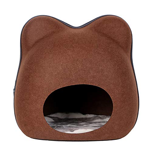 Panier de maison pour chat lavable et stable en feutre marron