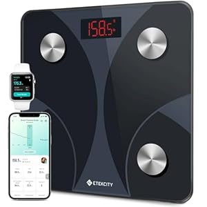 Etekcity Scales for Body Weight, High Precision 0.1lb Bathroom Digital Weighing Scale with App& Bluetooth, Smart Body Composition Monitor for BMI, Fat Percentage, Muscle Mass, Ash-black