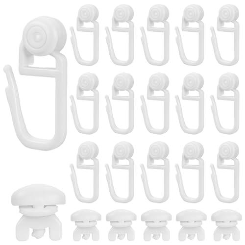 KMFYMPT Ganchos para Cortinas y Rollos para Sistemas de rieles, 100 Ganchos Cortinas Riel y 6 Topes, 8 mm Ganchos para Riel Cortina, Tamaño Estándar, para 4-6 mm de Ancho