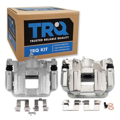 Image of TRQ Rear Driver and Passenger Side Brake Caliper Set Caliper Brackets Compatible with 2011-2017 Honda Odyssey Rear
