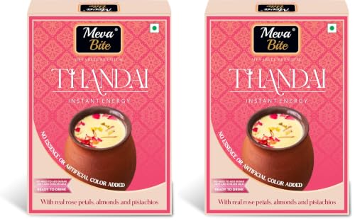 Image of MevaBite Instant Energy Thandai Mix 100g | Traditional Cooling Summer Drink Powder with Real Rose Petals, Dry Fruits, Spices & Herbs | Refreshing & Nourishing Beverage for Festivals & Daily Use