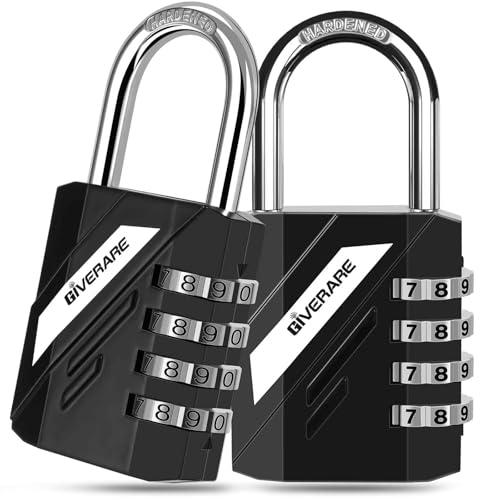 Image of 2 Pack 4-Digit Combination Lock, Heavy Duty Padlock Metal, Outdoor Alloy Locks with Hardened Steel Shackle, High Security Weatherproof Large Padlocks for Gym, School, Locker, Fence, Gate, Hasp-Black