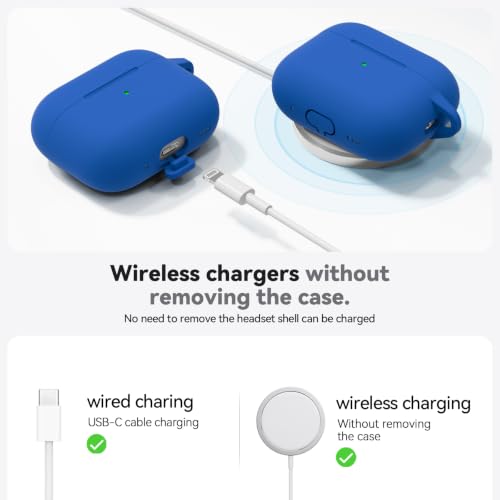 Image of Ljusmicker for AirPods Pro 3 Case 2025 with Cleaner Kit,Blue | Soft Silicone Protective Cover for Apple AirPod Pro 3rd Generation Case with Keychain for Women Men,Shockproof