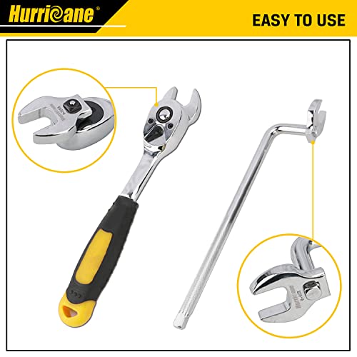 Hurricane 1/2” Drive Crowfoot Wrench Set, 14 Piece Jumbo Crowfoot Flare Nut Wrench Tool Set, Sae Sizes From 1-1/16" To 2" With Storage Tray, With Fully Polished Chrome Finished #TOP3