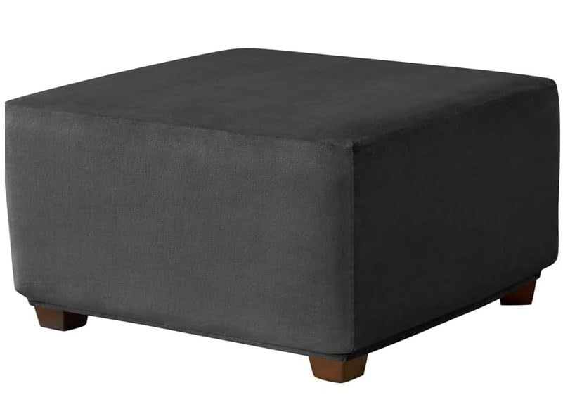 Housse Pouf Carré Velours Élastique - 50x50cm, Protection Anti-Taches, Lavable - Multi Tailles