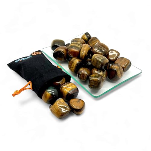 A BUENOS PRECIOS® - Ojo de tigre piedra pulida calidad AAA - 4 unidades en bolsa algodón - Cristales naturales y piedras preciosas - Reiki curación de chakras sanación (Ojo tigre)