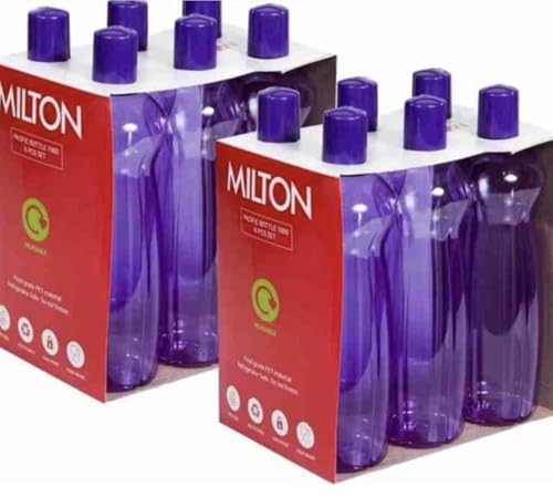 Image of MILTON Pacific Pack of 6 Water Bottles, 1 Litre Each, Reusable Plastic Fridge Bottle Set, BPA Free and Leak Proof Bottles for Travel, Work, Multi Colors